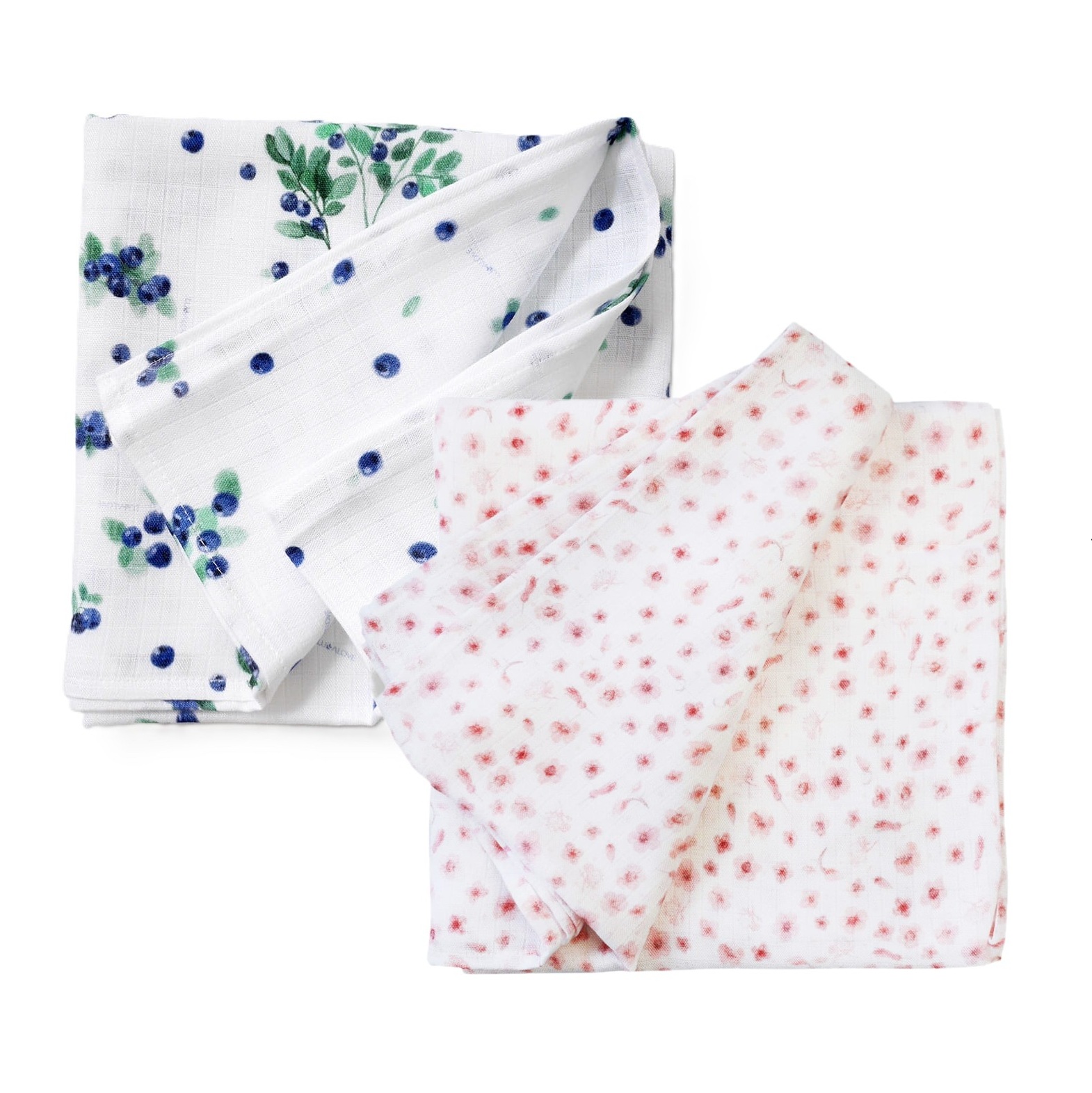 Mussola Neonato Bamboo e Cotone 100x100 - Fiori e Mirtilli