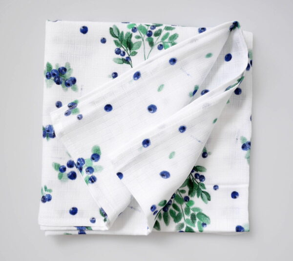 Mussola Neonato Bamboo e Cotone 100x100 - Fiori e Mirtilli
