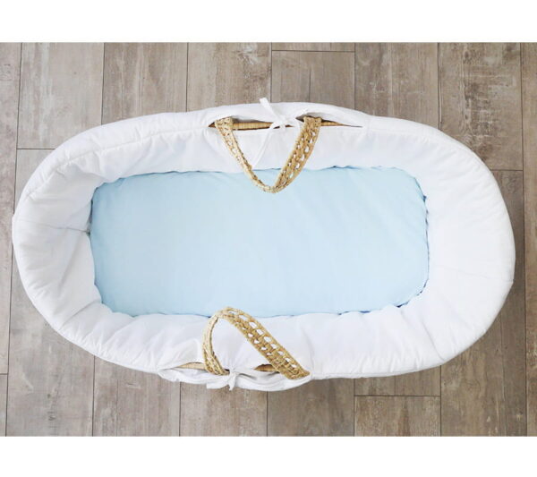 Lenzuolo con Angoli per Culla e Navicella in cotone azzurro pastello su materasso 40x90 cm